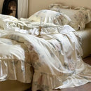 GobekUsa French Rose Flowers Print Bedding Set, Elegant Ruffles Princess Collection