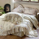 GobekUsa French Rose Flowers Print Bedding Set, Elegant Ruffles Princess Collection
