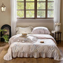 GobekUsa French Rose Flowers Print Bedding Set, Elegant Ruffles Princess Collection