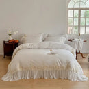 GobekUsa French Rose Flowers Lace Wedding Bedding Set with Ruffles