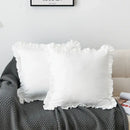 French ruffle pillow case white cotton bedroom decor by Decorbites