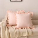 French ruffle pillow case white cotton bedroom decor by Decorbites