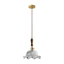 GobekUsa Clear Glass LED Hanging Lamp French Style Pendant Light for Home Decor