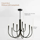GobekUsa French Style Black Pendant Light Chandelier - Luxury LED Ceiling Lamp