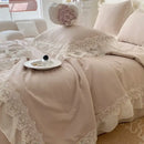 GobekUsa French Wedding Lace Ruffles Bedding Set