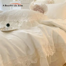 GobekUsa French Wedding Lace Ruffles Bedding Set
