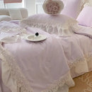 GobekUsa French Wedding Lace Ruffles Bedding Set