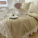 GobekUsa French Wedding Lace Ruffles Bedding Set