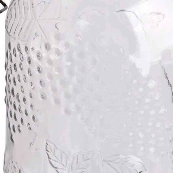 LARGE Fresh Fruit Embossed Glass Canisters, Set of 2