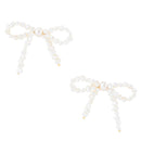 Freshwater White Pearl Bow Post Earrings