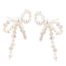 Freshwater White Pearl Bow Post Earrings