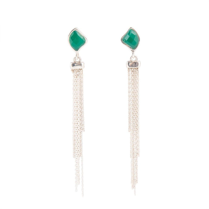 Fringed Green Onyx Earring