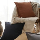 Fringed linen pillow cover ivory & grey living room decor by Decorbites