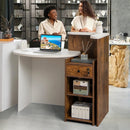 Front Reception Office Desk with Open Shelf and Drawer by LJGDeals