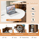 Front Reception Office Desk with Open Shelf and Drawer-Brown & White