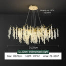 GobekUsa Frosted Aluminum Golden Branch Crystal Chandelier