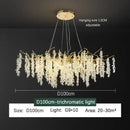 GobekUsa Frosted Aluminum Golden Branch Crystal Chandelier