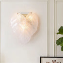 GobekUsa Frosted Glass Leaf-Shaped Wall Sconce Light with 3 Bulbs - Modern White Hallway Fixture