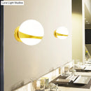 GobekUsa Frosted Glass Wall Lamp with Gold Finish - Modern Spherical Design (1/2 Heads)