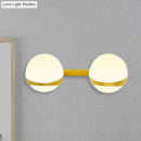 GobekUsa Frosted Glass Wall Lamp with Gold Finish - Modern Spherical Design (1/2 Heads)