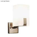 GobekUsa Frosted Glass Wall Sconce with Modern Nickel Mount, 1 Light