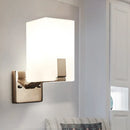 GobekUsa Frosted Glass Wall Sconce with Modern Nickel Mount, 1 Light
