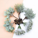 Frosted silver and brown decorative artificial plants living room bundle by Decorbites