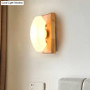 GobekUsa Frosted White Glass Arch Sconce - Nordic Single-Blue Wall Light with Wood Backplate
