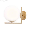 GobekUsa Frosted White Glass Ball Wall Light with Gold Arm - Minimalist 1 Head Wall Lamp (Warm/White Light)