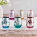 Pink Butterfly Stemless Wine Glasses
