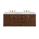James Martin Amberly 60" Dual Mount Double Bathroom Vanity, Mid-Century Walnut