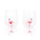 3D Flamingo Stemless Wine Glasses by Jersey Art Glass