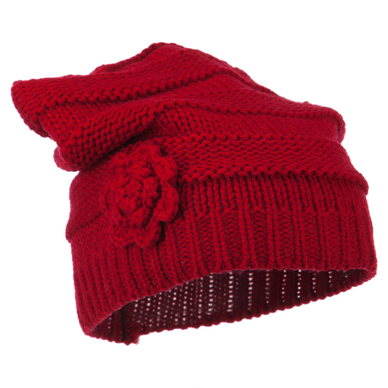 Flower Knit Long Beanie