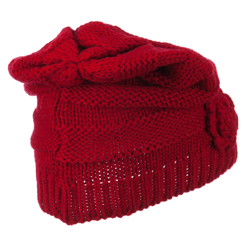 Flower Knit Long Beanie