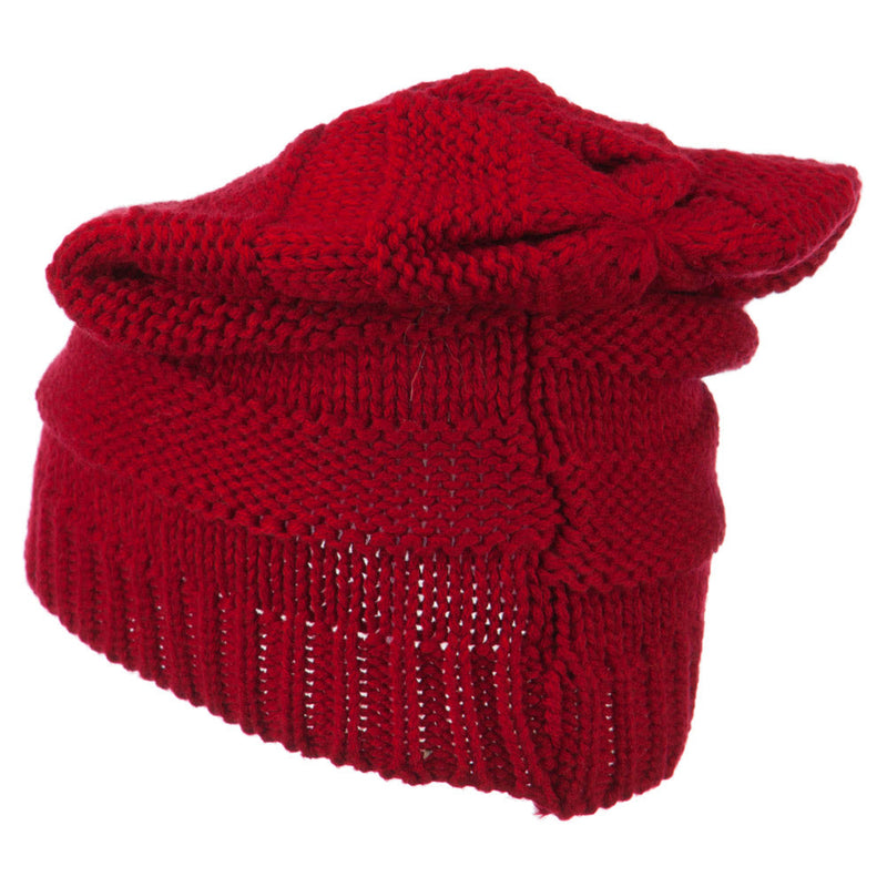 Flower Knit Long Beanie