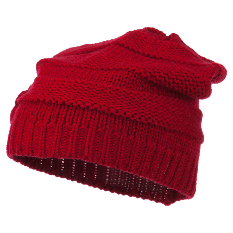 Flower Knit Long Beanie