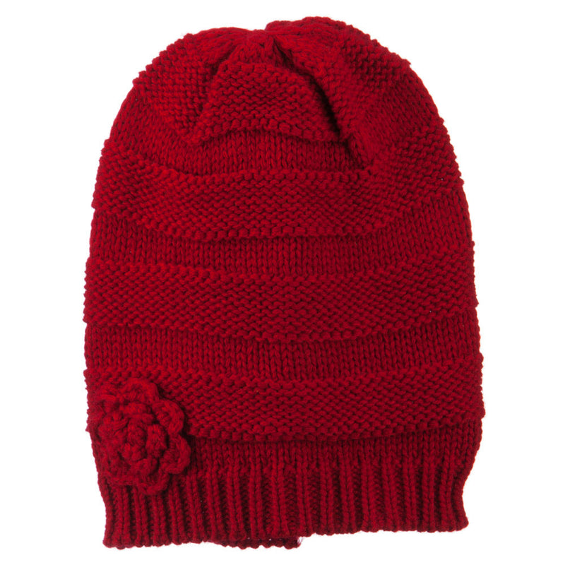 Flower Knit Long Beanie