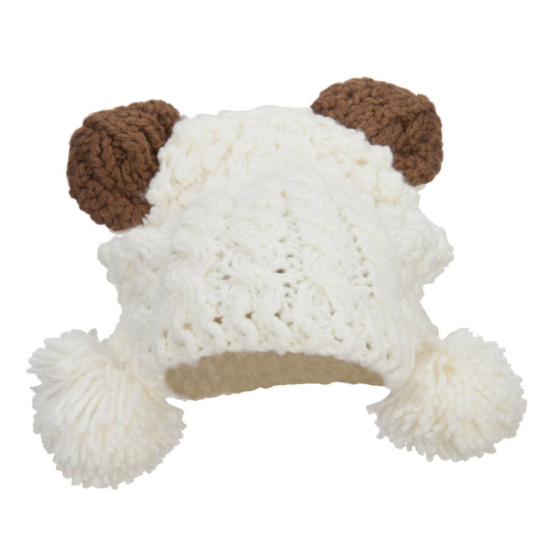 Girl's Pom Pom Knit Animal Ear Beanie