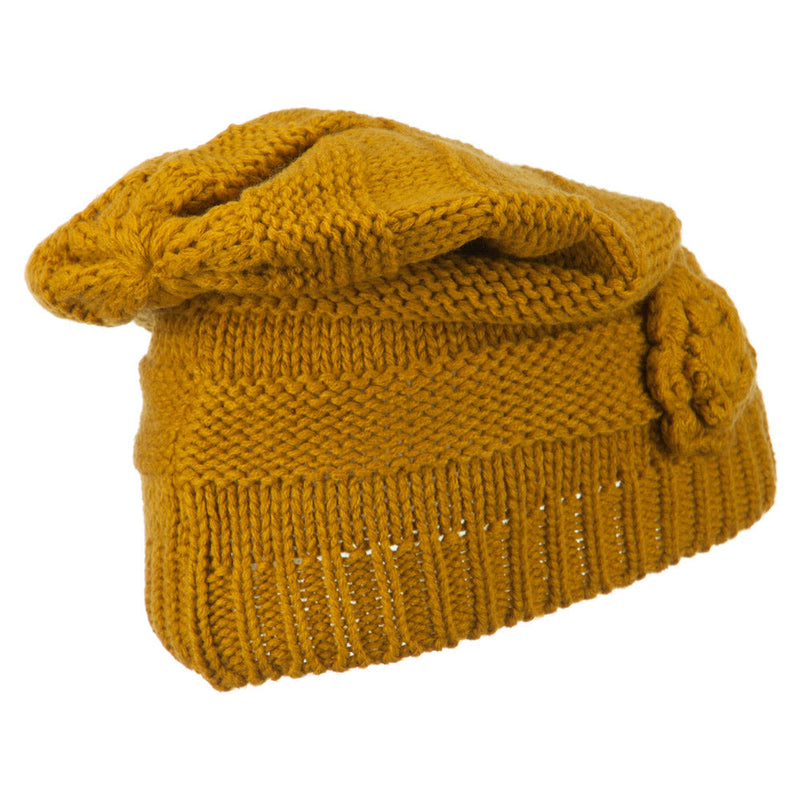 Flower Knit Long Beanie