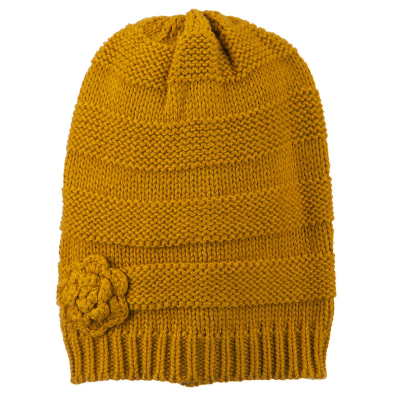 Flower Knit Long Beanie