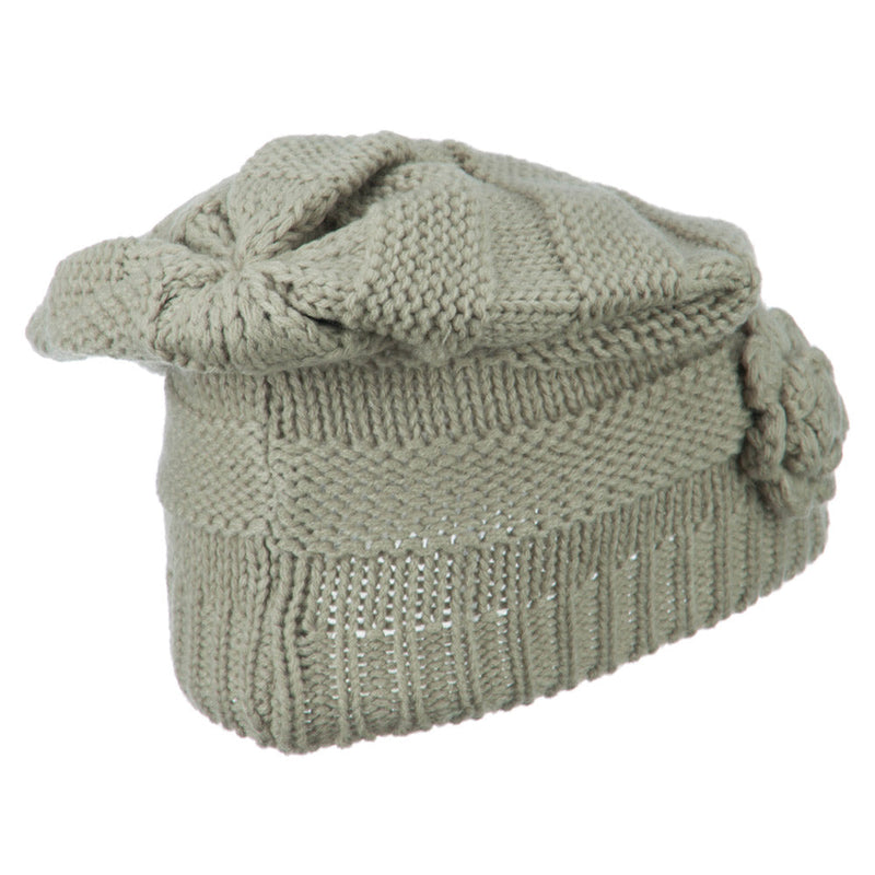 Flower Knit Long Beanie