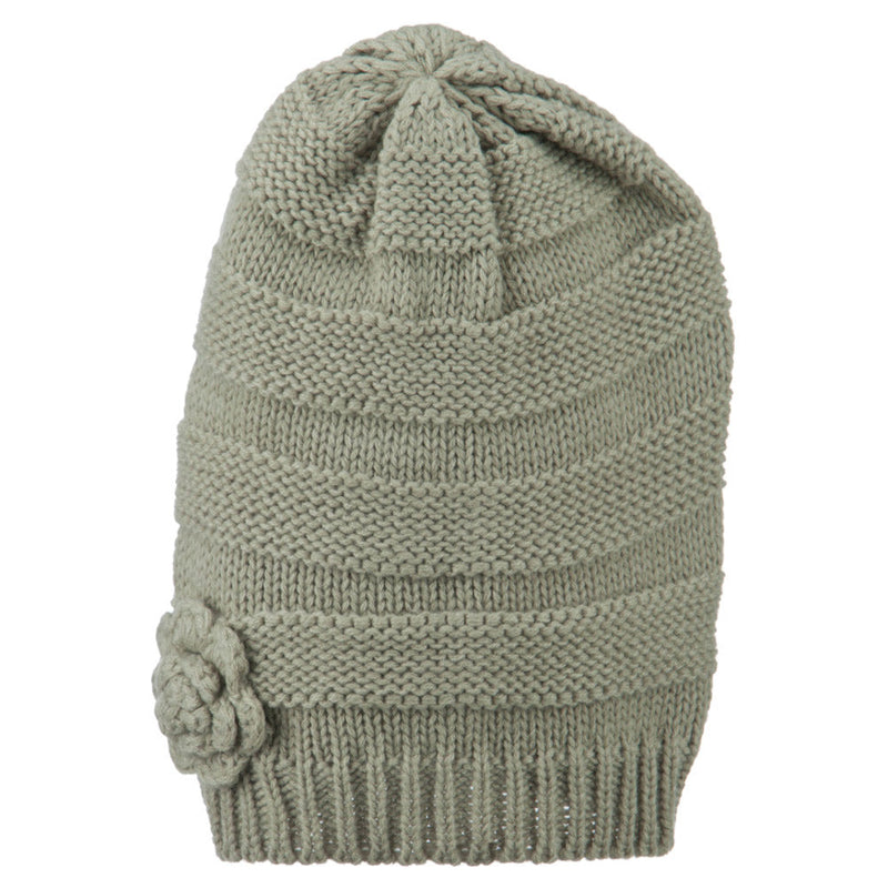 Flower Knit Long Beanie