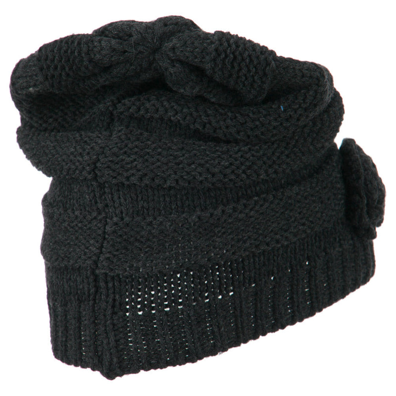 Flower Knit Long Beanie