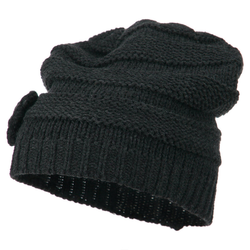 Flower Knit Long Beanie