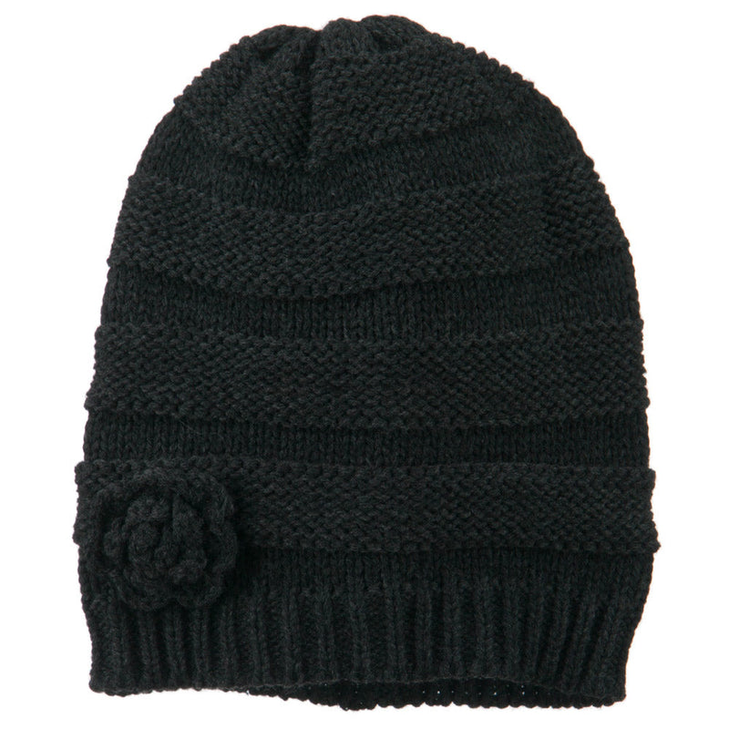 Flower Knit Long Beanie