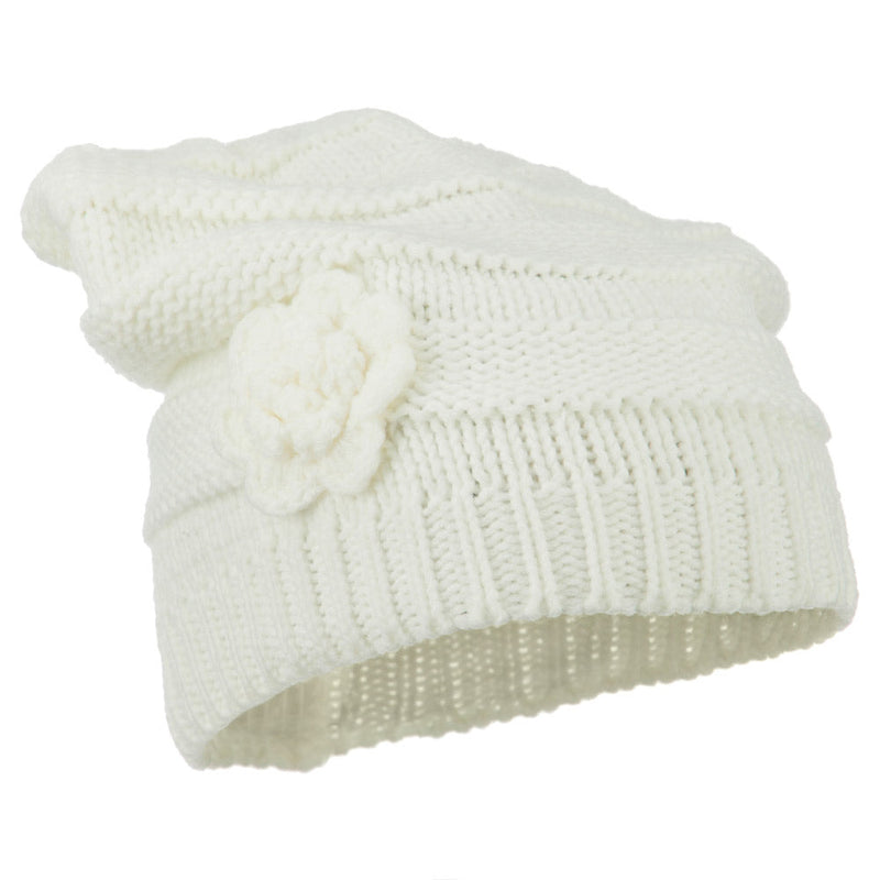 Flower Knit Long Beanie