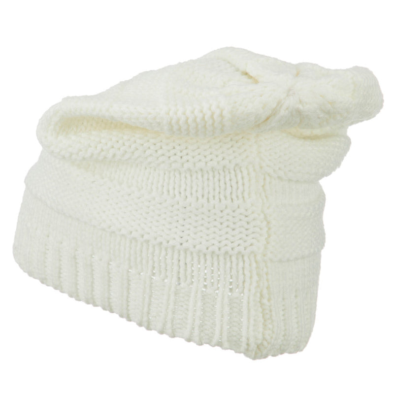 Flower Knit Long Beanie