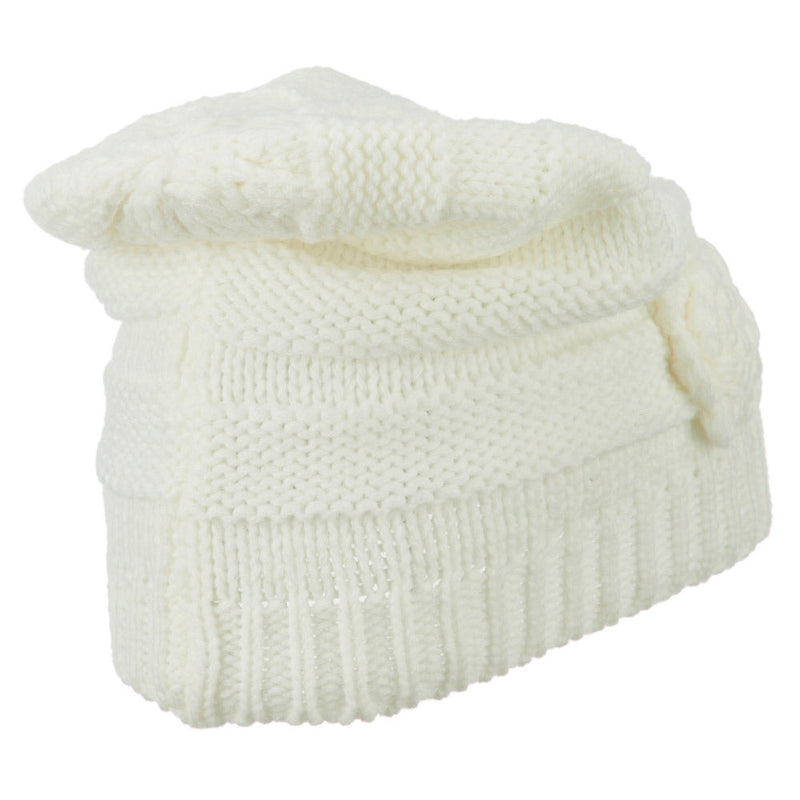 Flower Knit Long Beanie
