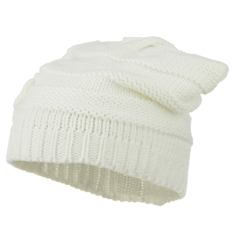 Flower Knit Long Beanie