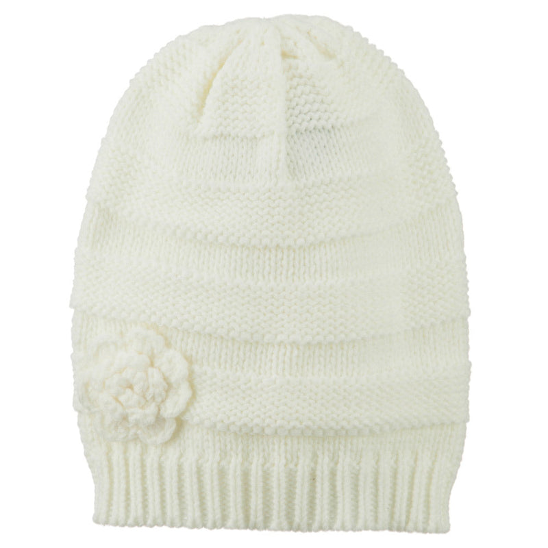 Flower Knit Long Beanie